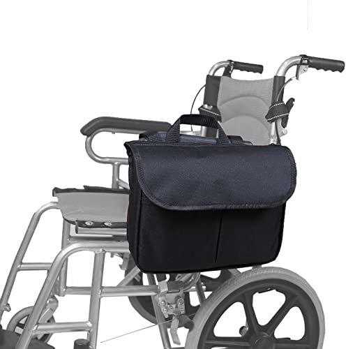 KhUKhu Seitliche Rollstuhltasche, Oxford-Stoff, Stabiler Griff, Rollstuhltasche, großes Fassungsvermögen, Aufbewahrungstasche für Rollstühle, Walker-Zubehör (schwarz)