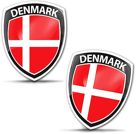 Biomar Labs Dänemark Wappen Auto Flagge Aufkleber 3D Doming 2er Set F 98