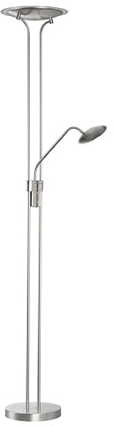 Fischer & Honsel Stehleuchte, Tallri|nickelfarben matt|H: 180 cm, D: 35 cm, A: 50 cm|stufenlos dimmbar|Farbtemperatureinstellung 3 Stufen|1x LED 7,5 Watt 2700/3350 / 4000 K, 5200 lm|EEG: F|40490