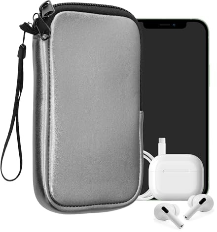 kwmobile Neopren Handytasche für Smartphones L - 6,5 - Handy Tasche mit Reißverschluss - Handyhülle universal Metallic Grau