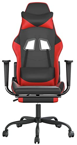 CKioict Gaming Stuhl Sessel Wohnzimmer Cocktailsessel Gaming-Stuhl mit Fußstütze Schwarz und Rot Kunstlederfür Wohnzimmer, Balkon, Flur
