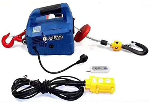 1500W Cabrestante Eléctrico Portátil,Grúa De Elevación Eléctrica,Cabrestante Eléctrico De Métodos De Control 3 En 1 500Kg,Con Grúa De Control Remoto De Cuerda De Alambre De Acero 8M Longitud,Blue3In1