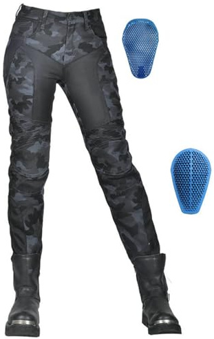 SHAIYOU Damen Motorradhose, Damen Motorrad Schutz Stretch Jeans, Atmungsaktives Tuch, Gepanzerte Reit Motocross Renn Sicherheitshose Mit 4 Abnehmbaren Rüstungen (Blue,4XL)