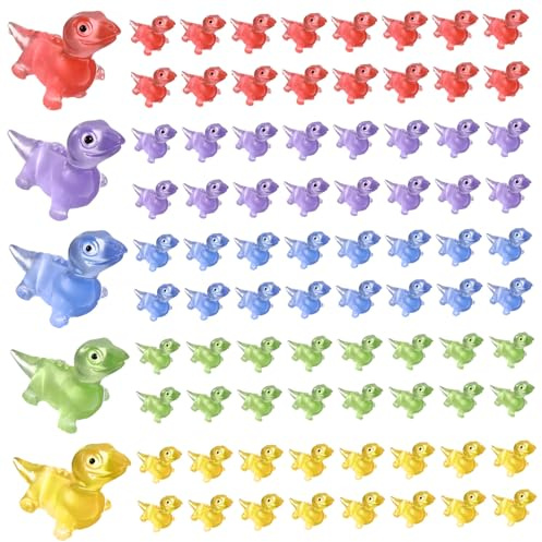 SEWOART Mini Figuras de Lagarto Luminosas de Resina para Decoración de Bonsáis y Micropaisajes, Colores Variados para Niños y Coleccionistas, Tamaño Pequeño, Pack de 100 Unidades,