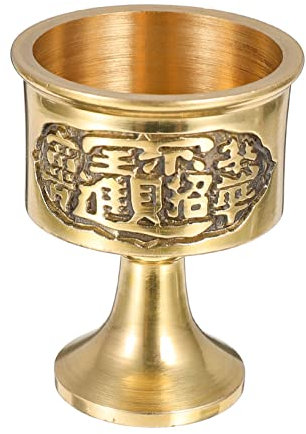 PRETYZOOM Vaso De Cobre Budista Para Templo Taza De Agua De Sacrificio Con Grabado Delicado Ornamento Religioso Pequeño Para Decoración Hogareña