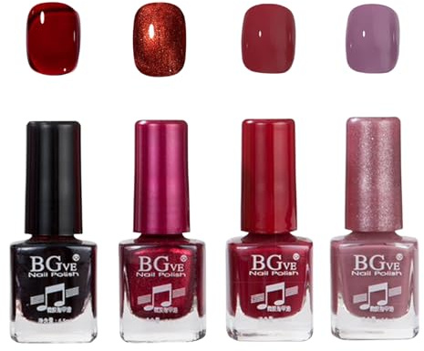 Nail Polish Sets - 4 PCS Red Nail Varnish Set - Quick Dry & Long Lasting Dark Red Nail Polish for Christmas Polish Sets - No Bake Nail Art Set - Nail Varnish Sets for Women