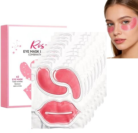 Hppsctink Augen- und Lippenmasken-Kombiset, Reduziert Lippenfältchen, Minimiert feine Fältchen um die Augen, Straffende Augenpflege, Lipsticks