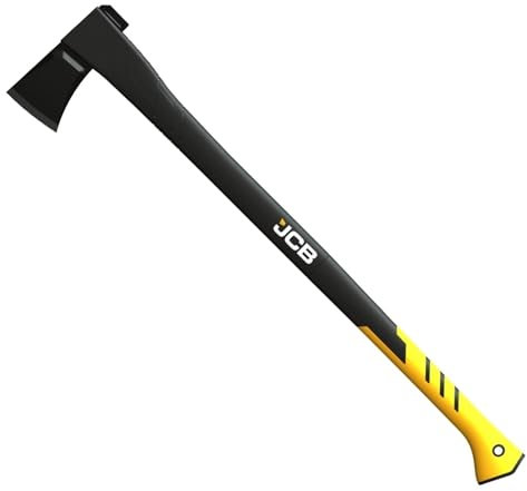 JCB Splitting Axe Pro XL, 36” (92cm) Heavy-Duty Fiberglass Handle, Ergonomic Hooked Grip, Protective Sheath Professional, One-strike Splits on Firewood, Logs, and kindling
