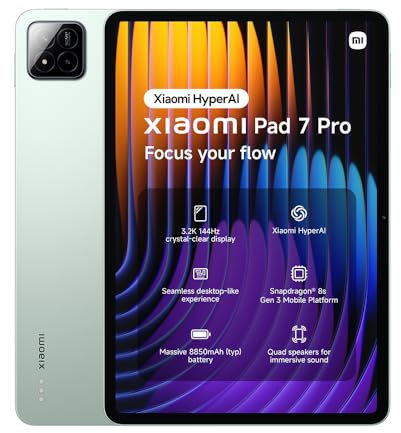 Xiaomi Pad 7 Pro, 11.2 Inch Tablet, 8+256GB, Green, 8850mAh battery, 67W HyperCharge, HyperAI,2 year warranty(No power adapter included)