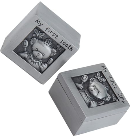 Abaodam Boîte Commémorative Organisateur Souvenir Pratique en Alliage Argenté pour Suivre la Croissance pour Dents de Lait et Cheveux de Bébé de L'garçon et Filles