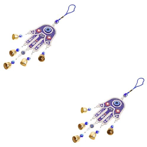 BESPORTBLE 2St Teufelsaugen-Zauber Glockenspiel Pavillon Baum Windspiel Außendekorationen Auto Dekoration Schlafzimmer Bedroom Decoration blaues Auge zum Aufhängen Außenhängedekoration Metall