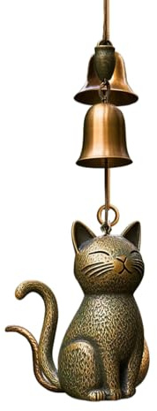 Carillon éolien en forme de chat, décoration d'extérieur en forme de chat, statue d'animal élégante en métal, sonneries apaisantes, décoration de jardin charmante et robuste pour cour, maison et