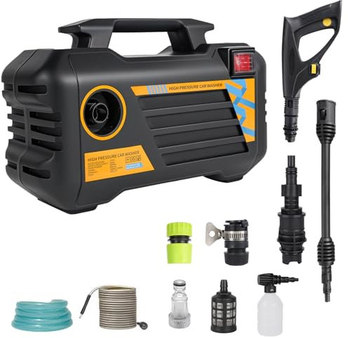 Hidrolimpiadora de Alta Presion 3000W - Hidrolimpiadora para Hogar, Presión 7-12 Mpa, Caudal de 390L/h, Boquilla Ajustable, Pistola y Manguera de Alta presión, para Coche y Jardín Limpieza
