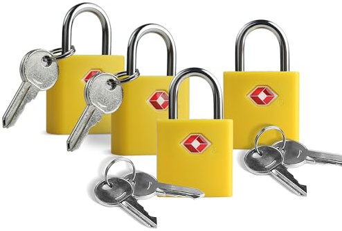 UP Security Lot de 4 cadenas de voyage approuvés par la TSA avec clés – Cadenas en alliage de zinc, recouvert de plastique ABS, petits verrous sécurisés pour valises, sacs à dos, casiers de gym