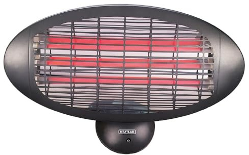 Heatlab 2kW Quartz Bulb Wall Mounted Electric Heater with Pull Cord Switch in Black