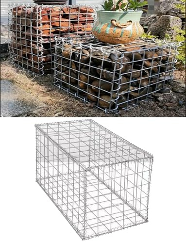 Muro di gabbioni con copertura | Cesto di gabbioni | Gabbia di gabbioni in pietra | Gabbia di rete for muri in pietra | Muro di contenimento in gabbioni(50x100x200cm/19.7x39.4x78.2in)