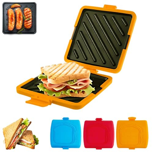 Sandwichera Para Microondas, Tostadora Portátil No Eléctrica Y Antiadherente Para Microondas, Tostadora Multifunción Con Mango De Silicona,para sándwich en casa, viajes, camping, oficina