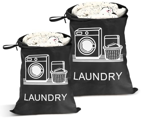Staranry Set di 2 Sacchi da Biancheria, Sacco Biancheria Sporca da Viaggio Impermeabile, Sacchetti per Vestiti Sporchi con Cerniera, per Gym e Campeggio