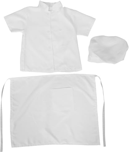 LIFKOME Set Grembiule e Cappello Da Chef Per Bambini, Abbigliamento Da Panettiere Unisex Resistente e Facile Da Pulire, Costume Da Cucina Per Giochi Di Ruolo e Feste Scolastiche, Taglia 120 Cm