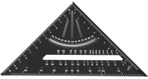 ANKROYU Goniometro quadrato 7 pollici con trave 90 gradi, in lega di alluminio, per la lavorazione del legno, righello triangolare, strumento di marcatura per misurazione multian (Nero)