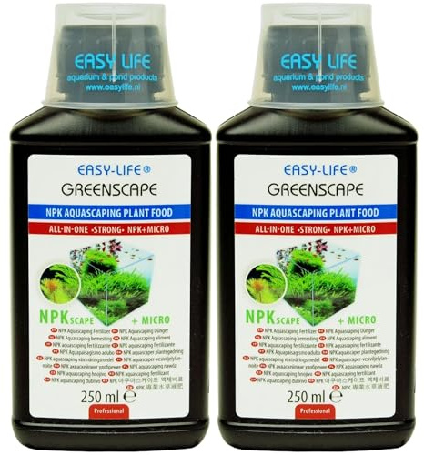 Easy Life GreenScape 2er Pack – 2×250 ml NPK Flüssigdünger für Aquarienpflanzen, fördert gesundes Wachstum & kräftige Blätter, mit Spurenelementen, einfache Anwendung, fischsicher