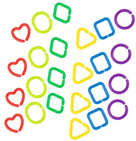 Abaodam 35Pcs Geometric Linking Chains Link Rings Sensory Cognition for Infants Early Education Hand for Crib and Stroller Use Random Style