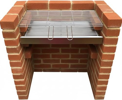 Brick BBQ Kit with Stainless Steel Grill Grate, Outdoor Charcoal Barbecue, 67 x 40 cm