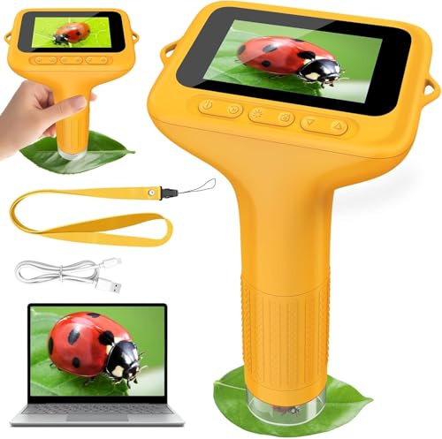 Digitales Mikroskop für Kinder, 1000x Zoom Mini-Mikroskopkamera für Kinder mit 3.0 Zoll Bildschirm Kindermikroskop Geburtstagsgeschenke im Alter von 6 7 8 9 10 11 12 Jahre
