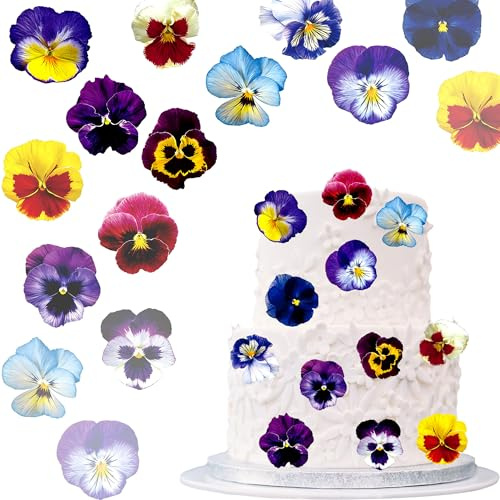 Gyufise 48 adornos comestibles de flores para cupcakes, oblea de papel plano, decoración para tartas, primavera, novia, compromiso, baby shower, fiesta de cumpleaños, cupcakes, suministros de fiesta