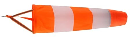DVMSIEF Windsack Reflektierender Windsack for die Messung der Windrichtung im Freien, reflektierender Gürtel, Rip-Stop-Wetterfahne for Flughafenfliegerei(Orange-White,60cm)