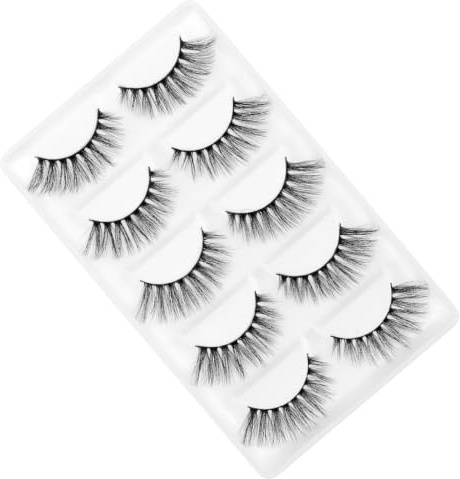 5 Pair Black 3d Fibre False Eyelashes Thick Artificial Lashes | Chemical Fibre, Lightweight Build, European and American Makeup Use, for Women and Girls