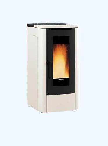 La Nordica Extraflame Teorema AD Marfil - Estufa de pellets, 12 kW, ventilada, certificación de 5 estrellas, aire limpio, clase energética A+