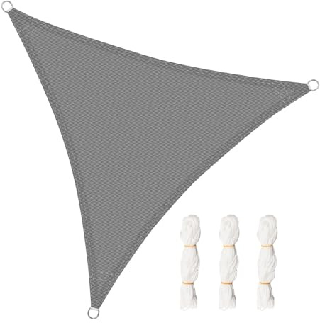 WOLTU Toldo Vela de Sombra Triangular 4x4x4 m HDPE Transpirable Anti Rayos UV Solar protección 85% Resistente y para Jardín, Patio, Exteriores Arena, Gris