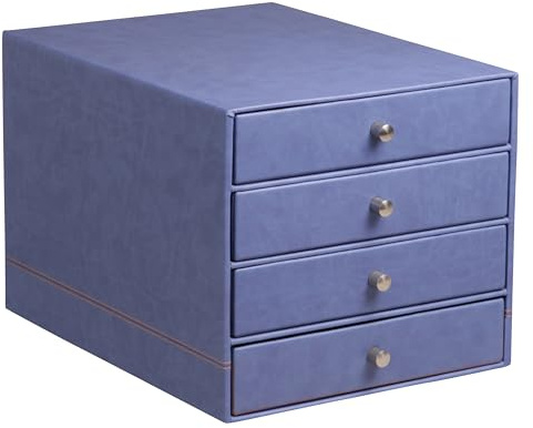 RHODIA 318868C - sorteringslådor med 4 safir lådor - 24,8 x 32,7 x 22,8 cm - orange sadelben - exteriör konstläder - Rhodiarama hemmakontor kollektion - kontorsorganisation och förvaring design