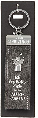 Depesche 10890.015 Schlüsselanhänger aus Filz, mit Schutzengel und Aufschrift, Ich beschütze dich beim Autofahren, grau, ca. 15 cm