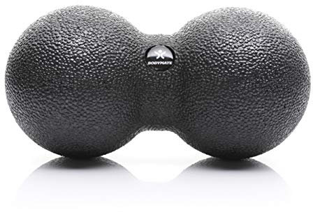 BODYMATE Faszien-DUO-Ball Schwarz, Selbstmassage-Ball für Faszientraining, Durchmesser 8cm Länge 16cm