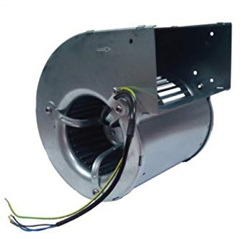 Centrifugalfläkt total längd 147 mm, munstycksstorlek 145 x 65 mm, för pelletskaminer