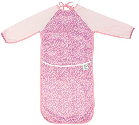 cozy racoon Lätzchen mit Ärmeln für Mädchen im Rosa Leo Design I 6 bis 18 Monate I Pflegeleichte Ärmellätzchen zum Essen und Basteln perfekt geeignet I Größenverstellbar, Abwaschbar, Wasserdicht