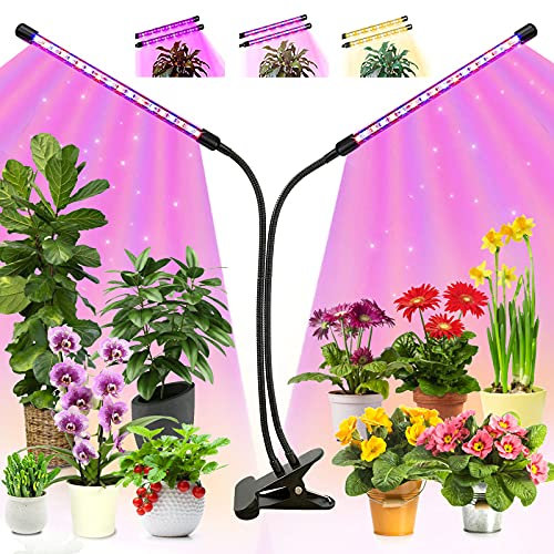 Lampada per Piante, KEAWEO LED Lampade da Coltivazione Indoor Spettro Completo, 10 Livelli di Intensità, Flessibile Collo di Cigno, Timer Automatico 3H/9H/12H Semina Crescita Fioritura Fruttificazione