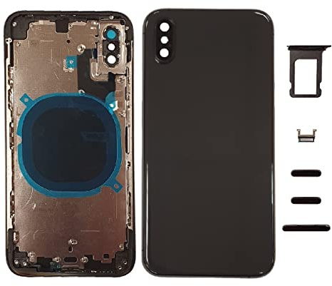 Smartex® Rückseite Gehäuse aus Glas, Hinterer Rahmen kompatibel mit iPhone XS | KEIN Logo, Keine VORINSTALLIERTEN Komponenten (Schwarz)