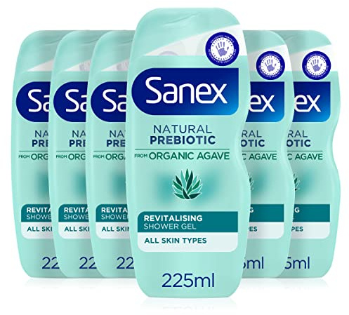 Sanex Organic Agave Revitalising Shower Gel 225ml | shower gel for men and women | prebiotic from organic agave | 12 hour hydration | supports natural skin balance | 92% natural origin*