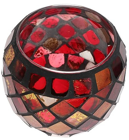 Garneck Kerzenständer aus Glas Roter Teelichthalter Vintage Design Romantische Tischdekoration für Zuhause Hochzeit Dinnerparty Ostern ohne Kerze