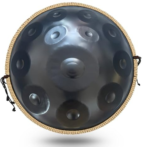 9/10/12 Notes Handpan Drum Handtrommel D-Moll 440hz Steeldrum Tongue Drum 56cm Mit Handpan-Ständer Handpan-Tasche 2 Handpan-Schlägel (Color : Black 432Hz, Size : 12 notes)