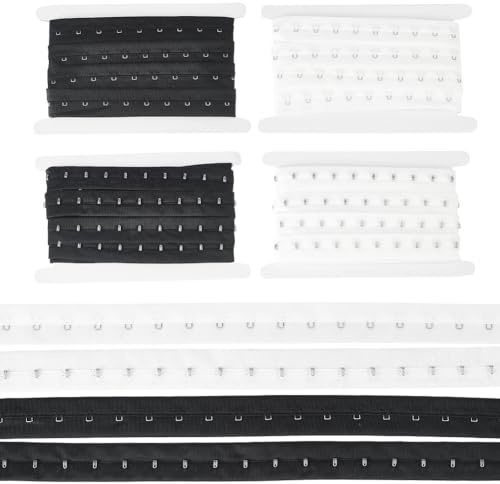 BENECREAT 9 m Arniture de Ruban à Crochet et Œillet Simple, Extension de Soutien-Gorge en Polyester 2 Couleur pour Corset, Soutien-Gorge, Danse de la Renaissance, Vêtements de Mariée(Noir et Blanc)