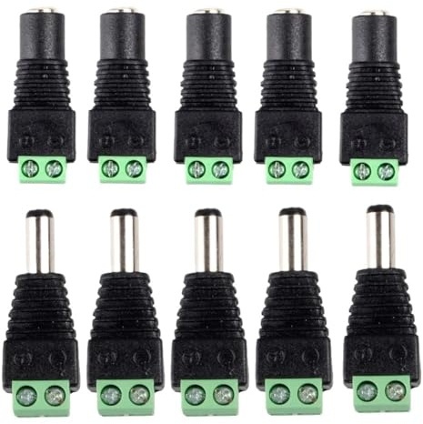 ATooi 10 pz 12 V DC Connettore di Alimentazione Spina Martinetti Maschio Femmina Presa Barile 2.1mm X 5.5mm Adattatore for CCTV Telecamera Striscia Terminale di Alimentazione