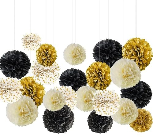 12 Er-Pack Seidenpapier Pompons 4 Farben Party Deko Pompoms 3 Größen Seidenpapier Pompons Deko Hochzeit Blumen Wanddeko Geeignet für Hochzeit Jubiläums dekoration