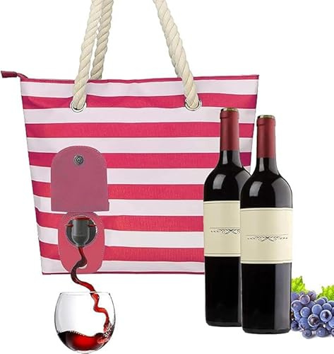dewdat Wine Tote, Wine Cooler Bag Leakproof Insulated Purse Carrier with Spout Hidden Compartments, Holds 2 Bottles of Wine for Travel,Wine Tasting, for WineLover (Red)