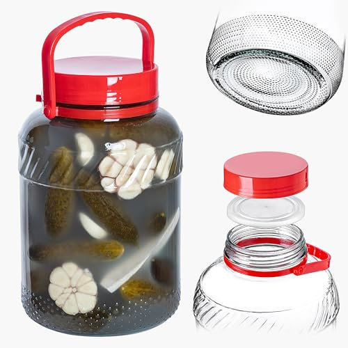 KADAX Grand Bocal de Fermentation en Verre, Récipient de Conservation avec Couvercle Hermétique, Idéal pour la Préparation de Cornichons et Choucroute (4L)