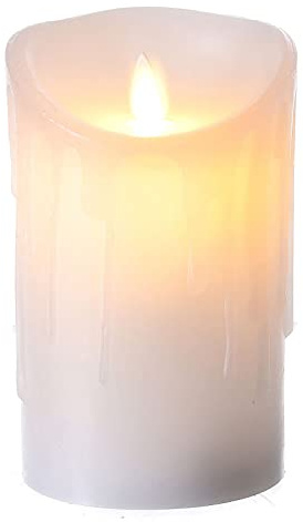 Candela cera bianca LED tremolante 15x9 cm