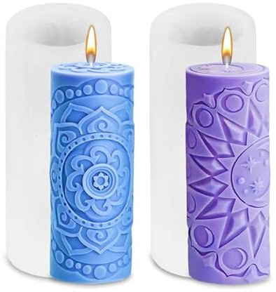 2 Stück Kerzenform Silikon Rund, Zylinder Kerzen-Gießform, Silikonform Kerzen, Groß Kerzen Formen Silikon Zylinderförmig Kerzenformen Blumenmuster Für Kerzenherstellung,Handgefertigte Seife,Duftkerzen
